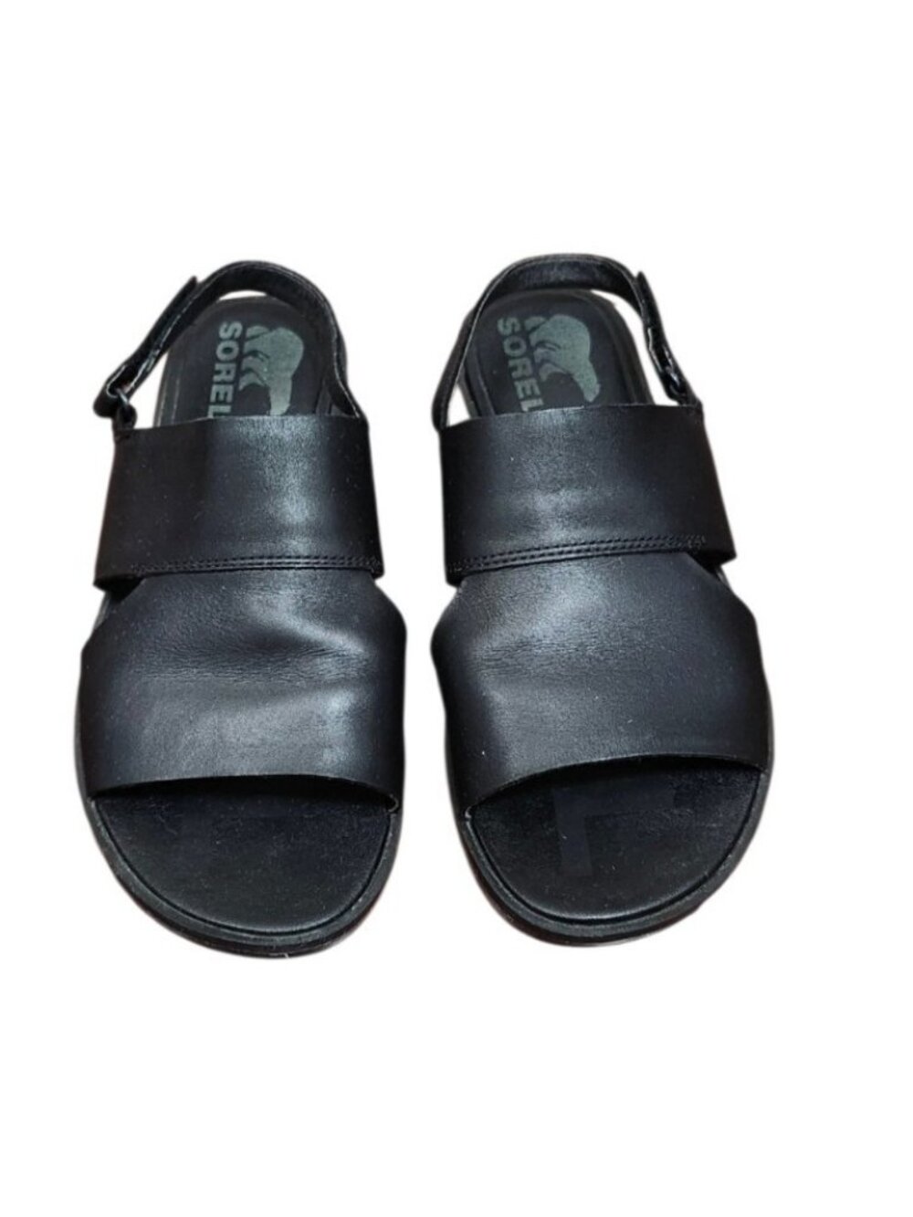 Sorel Ella II Crisscross Black Leather Sandals Women's US 7.5 Comfort Slingback - Picture 3 of 10